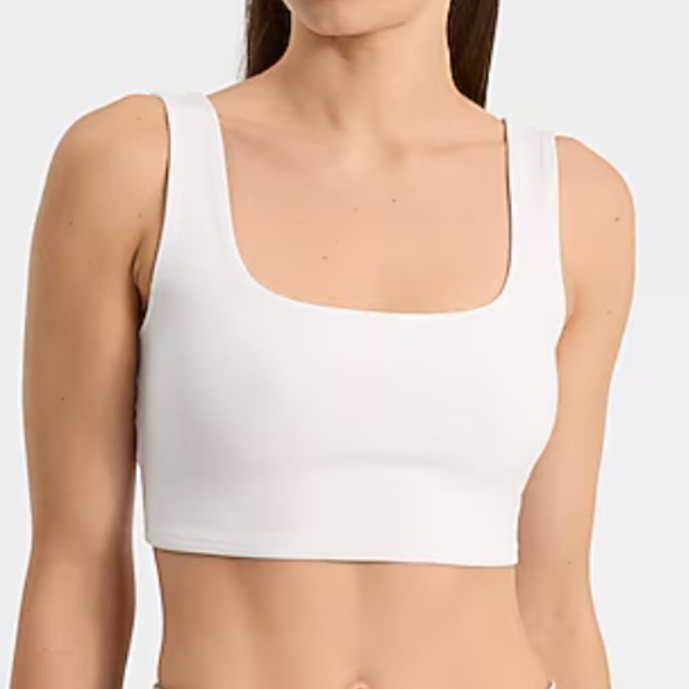 Express Body Contour Stretch Cotton Cropped Tank in white, size small